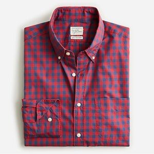 J. Crew Secret Wash Poplin Button-down Classic Fit Gingham Navy Red SM